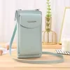 Vertical PU Phone Wallet with Shoulder Strap Grey color SKU reference