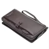 Long PU Men's Wallet with ID Window Dark Brown color SKU reference