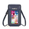 PU Crossbody Phone Wallet with Transparent Touch Window Dark blue color SKU reference