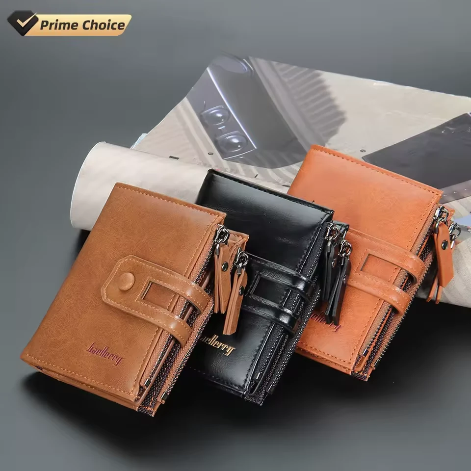 Retro PU Short Wallet with Buckle and Zipper product reference image