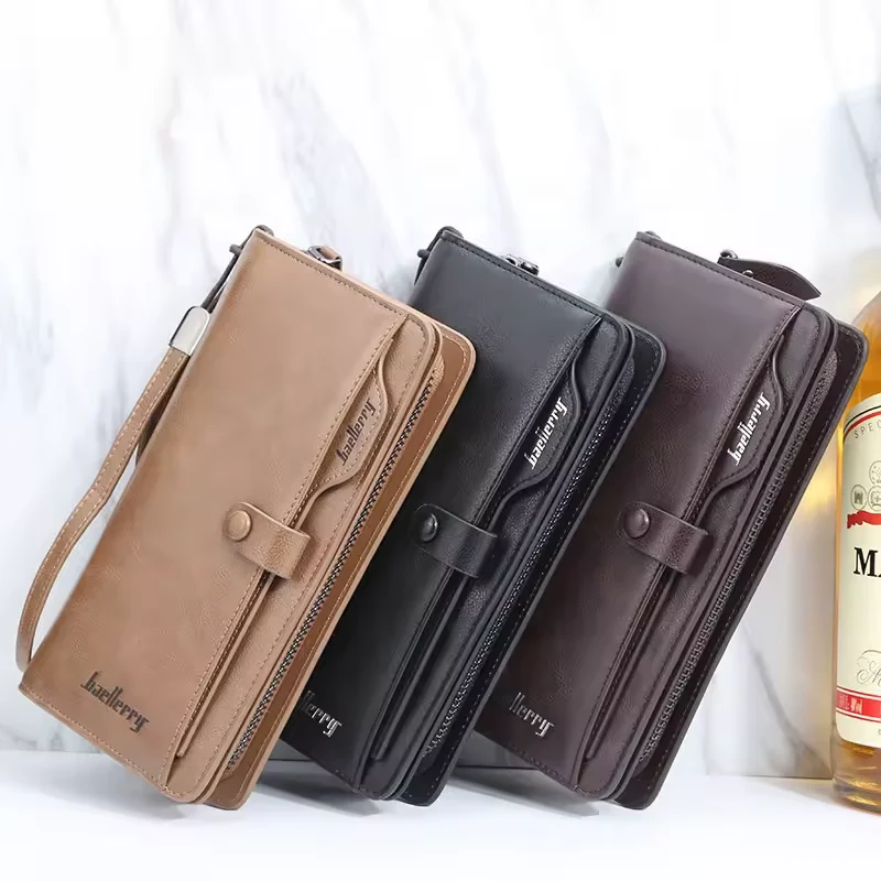 Long PU Wallet with Wrist Strap and Multi-Card Storage product reference image