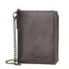 PU Tri-Fold Wallet with Chain Detail Dark Brown color SKU reference