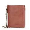 PU Tri-Fold Wallet with Chain Detail Brown color SKU reference