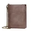 PU Tri-Fold Wallet with Chain Detail Khaki color SKU reference
