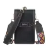Vertical PU Crossbody Phone Wallet Black color SKU reference