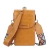 Vertical PU Crossbody Phone Wallet Yellow color SKU reference