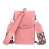 Vertical PU Crossbody Phone Wallet Hot pink color SKU reference