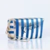 Striped Travel Cosmetic Case with Zipper Blue color SKU reference