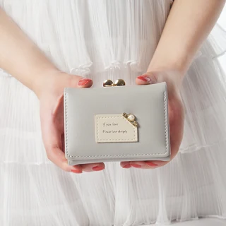 Mini Pearl Trifold Wallet with Snap Closure Gray color SKU reference
