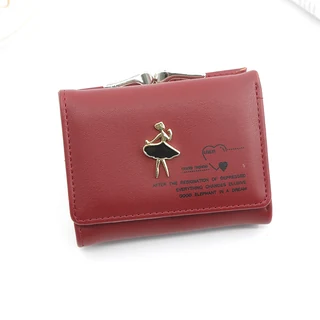 Trifold PU Short Wallet with Multiple Color References Burgundy · Style 01 color SKU reference