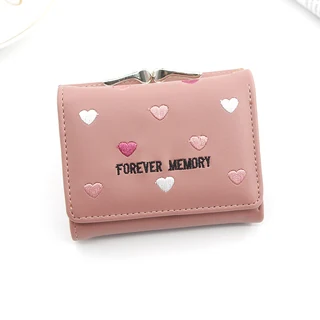 Trifold PU Short Wallet with Multiple Color References Pink · Style 02 color SKU reference