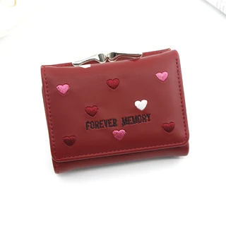 Trifold PU Short Wallet with Multiple Color References Burgundy · Style 02 color SKU reference
