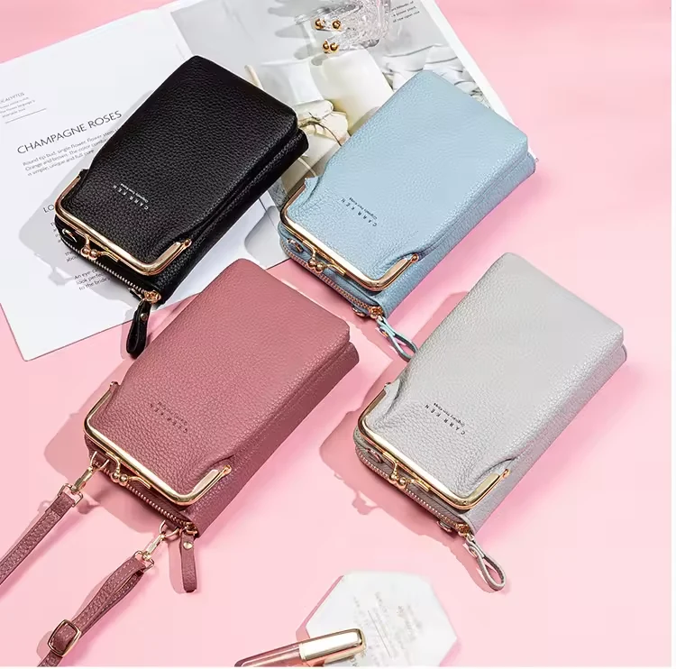 Lychee-Texture PU Crossbody Phone Wallet product reference image