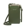 Lychee-Texture PU Crossbody Phone Wallet Green color SKU reference