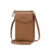 Mini PU Crossbody Wallet with Multi-Card Storage Brown color SKU reference