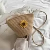 Daisy-Detail Woven Mini Bucket Crossbody Bag Option 04 color SKU reference
