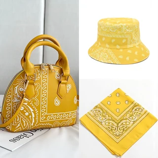 Paisley Handbag, Bucket Hat & Scarf Set Yellow coordinated set SKU overview reference
