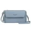 PU Leather Long Clutch Wallet with Shoulder Strap Blue color SKU reference