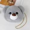 Plush Bear-Face Crossbody Bag with Chain Strap Color 2 color SKU reference
