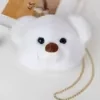 Plush Bear-Face Crossbody Bag with Chain Strap Color 3 color SKU reference