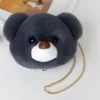 Plush Bear-Face Crossbody Bag with Chain Strap Color 4 color SKU reference