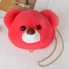 Plush Bear-Face Crossbody Bag with Chain Strap Color 5 color SKU reference