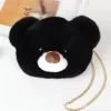 Plush Bear-Face Crossbody Bag with Chain Strap Color 6 color SKU reference