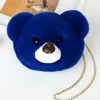 Plush Bear-Face Crossbody Bag with Chain Strap Color 8 color SKU reference