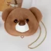 Plush Bear-Face Crossbody Bag with Chain Strap Color 12 color SKU reference