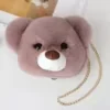 Plush Bear-Face Crossbody Bag with Chain Strap Color 13 color SKU reference