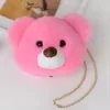 Plush Bear-Face Crossbody Bag with Chain Strap Color 16 color SKU reference