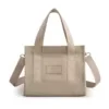 Mini Nylon Tote Handbag with Zipper Closure Beige color SKU reference