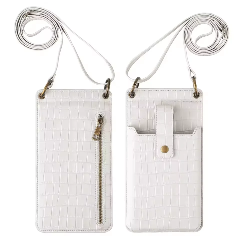 Croc-Embossed PU Crossbody Phone Wallet with Coin Pocket product reference image
