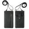 Croc-Embossed PU Crossbody Phone Wallet with Coin Pocket Green 01 color SKU reference