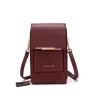 Double-Layer PU Crossbody Phone Wallet Burgundy color SKU reference
