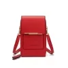 Double-Layer PU Crossbody Phone Wallet Red color SKU reference