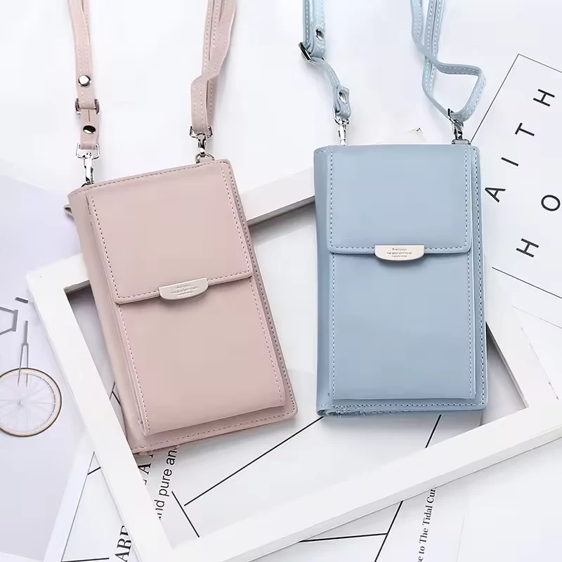 Vertical PU Crossbody Phone Pouch with Card Holder product reference image