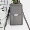 Vertical PU Crossbody Phone Pouch with Card Holder Gray color SKU reference
