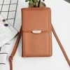 Vertical PU Crossbody Phone Pouch with Card Holder Brown color SKU reference