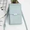 Vertical PU Crossbody Phone Pouch with Card Holder Blue color SKU reference