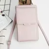 Vertical PU Crossbody Phone Pouch with Card Holder Pink color SKU reference