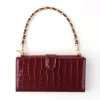 Croc-Embossed PU Mini Crossbody Phone Pouch Dark red color SKU reference