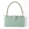 Croc-Embossed PU Mini Crossbody Phone Pouch Light green color SKU reference