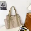 Canvas Buckle Tote with Back Zipper Pocket Khaki color SKU reference
