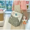 Embroidered Canvas Tote with Front Zipper Pocket Sky blue color SKU reference