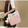 Embroidered Canvas Tote with Front Zipper Pocket Pink color SKU reference