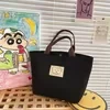 Mini Canvas Dumpling Tote with Bear Label Black color SKU reference