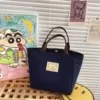 Mini Canvas Dumpling Tote with Bear Label Dark blue color SKU reference