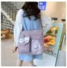 Canvas Tote with Transparent Front Pocket Purple color SKU reference
