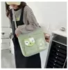 Canvas Tote with Transparent Front Pocket Green color SKU reference